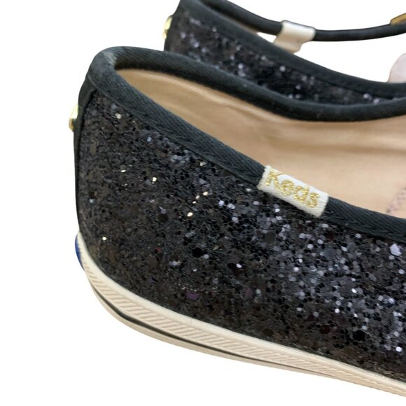 Keds x Kate Spade Sneakers Womens 8.5 Black Glitter Low Top Shoes‎ Event Party - Picture 7 of 16
